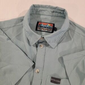 Burlebo‎ Button Shirt Mens Small Short Sleeve Turquoise Teal Outdoors Hiking